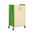 Whiffle Typical - 2 Wood Column 12-Tote Mobile Storage Cart in Green - 48