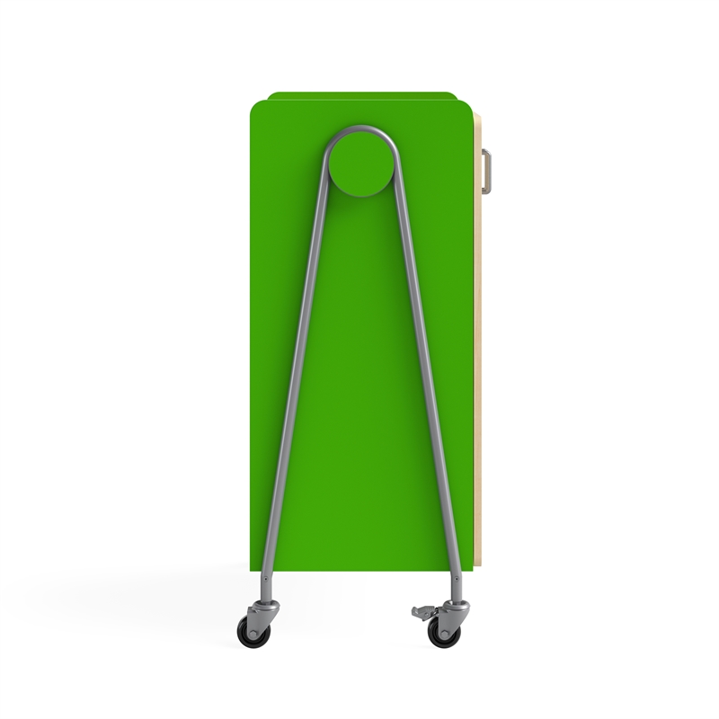 Whiffle Typical - 2 Wood Column 12-Tote Mobile Storage Cart in Green - 48