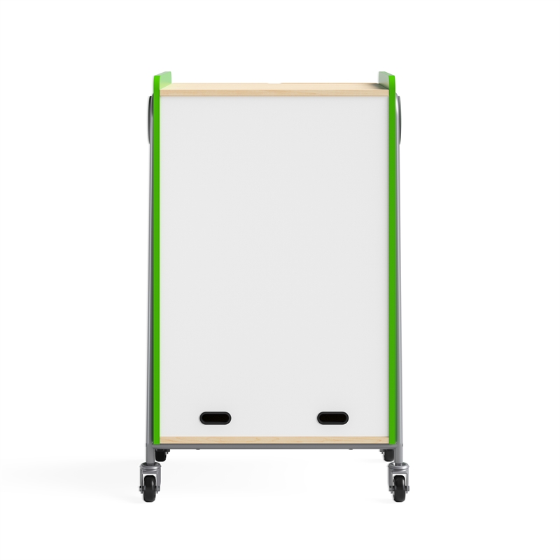 Whiffle Typical - 2 Wood Column 12-Tote Mobile Storage Cart in Green - 48