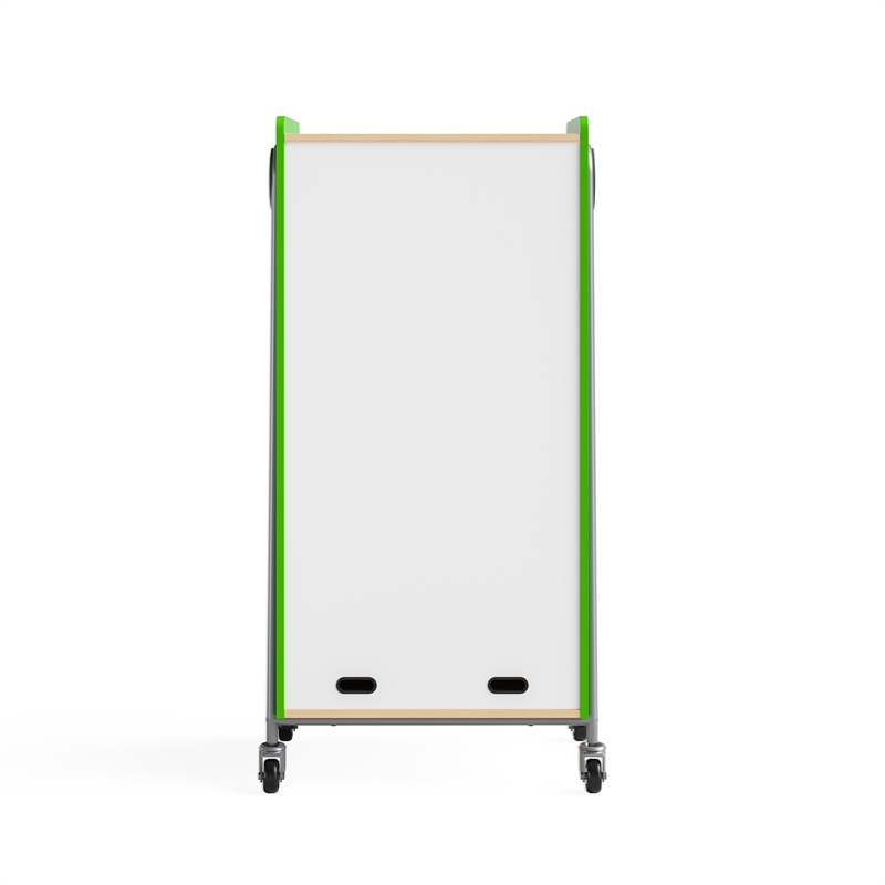 Whiffle Typical - 2 Wood Column 14-Tote Mobile Storage Cart in Green - 60