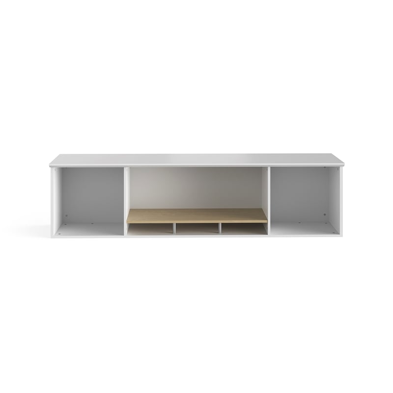 Resi Modern Wooden Wall Mounted Hutch Sleek in White and Brown