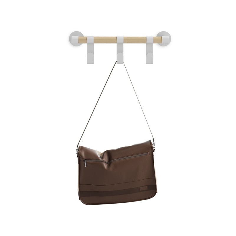 Resi Coat Wall Rack Features Three Metal Hooks with a White Powder Coated
