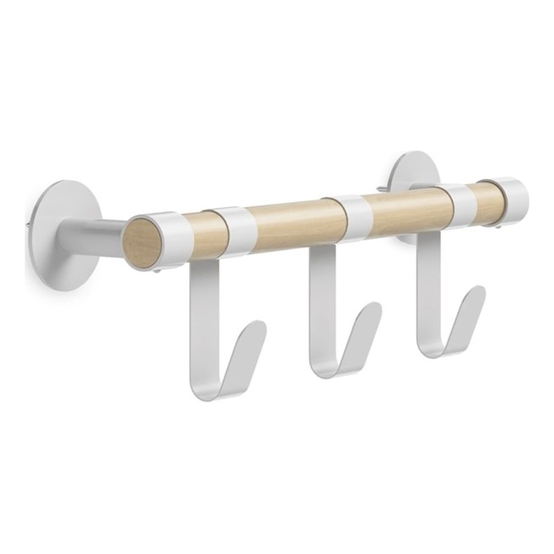 Resi Coat Wall Rack Features Three Metal Hooks with a White Powder Coated