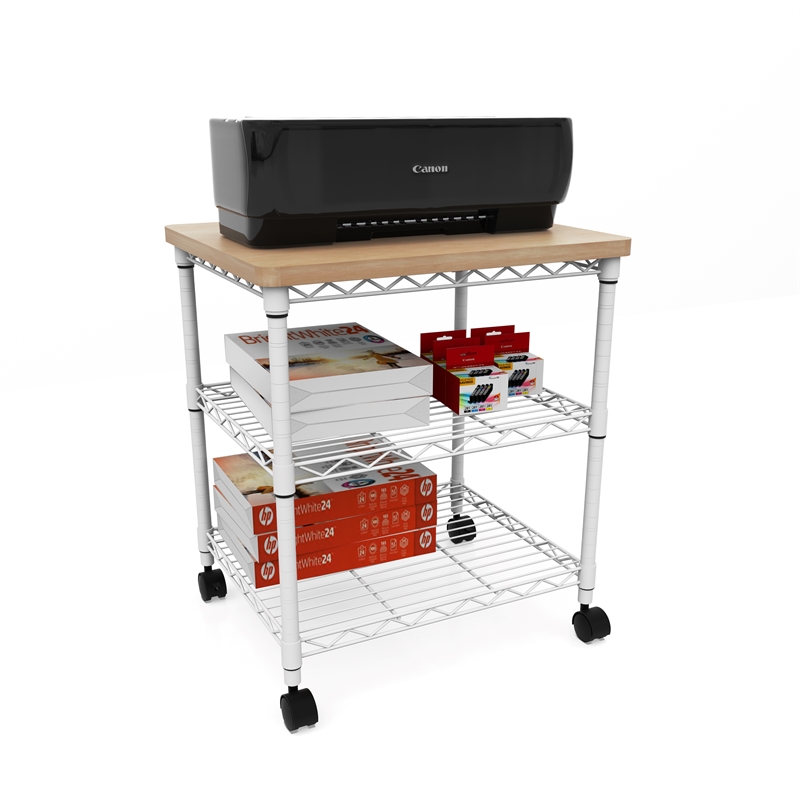 Safco Products Deskside Wire Machine Stand White with Laminate Top