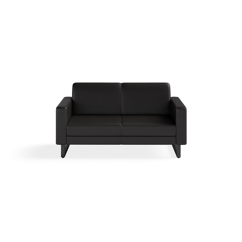 Safco Contemporary Lounge Black Vinyl Settee Metal Mirella Legs