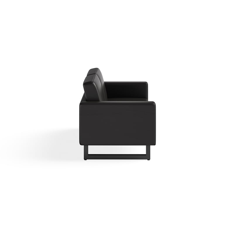 Safco Contemporary Lounge Black Vinyl Settee Metal Mirella Legs
