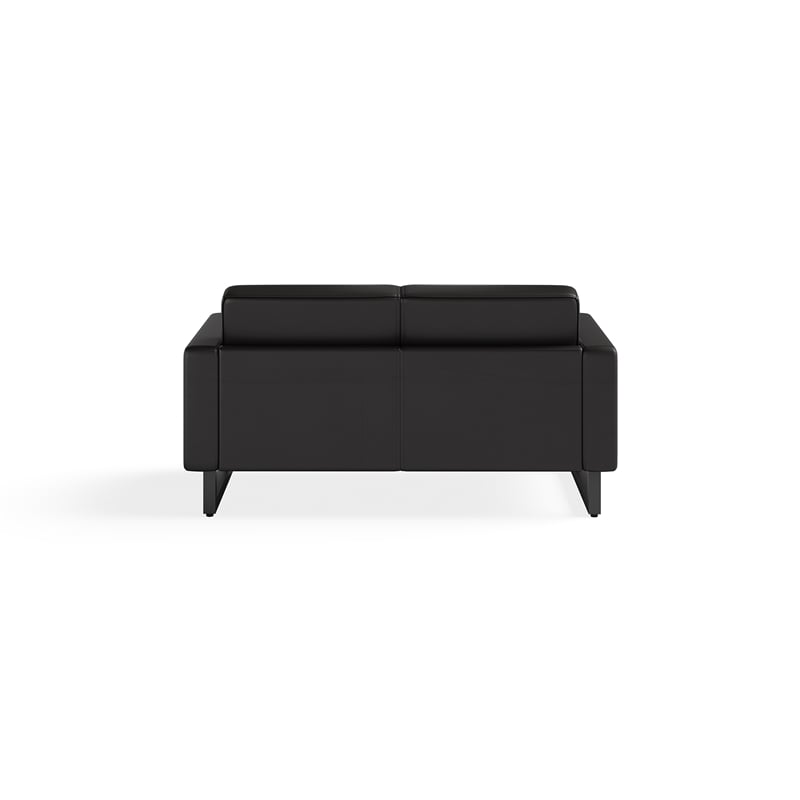 Safco Contemporary Lounge Black Vinyl Settee Metal Mirella Legs