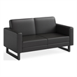 Safco Contemporary Lounge Black Vinyl Settee Metal Mirella Legs