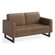 Safco Contemporary Lounge Settee Brown Vinyl Metal Mirella Legs