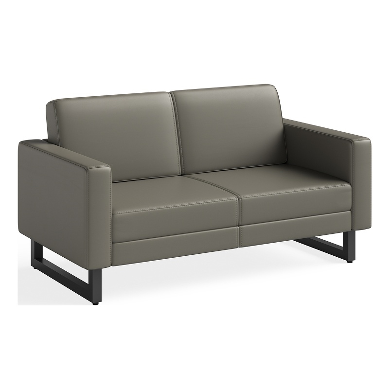 Safco Contemporary Lounge Settee Gray Vinyl Metal Mirella Legs