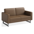 Safco Contemporary Lounge Settee Brown Vinyl Wood Mirella Legs