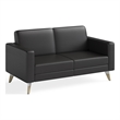 Safco Contemporary Lounge Settee Black Vinyl and Wood Resi Feet