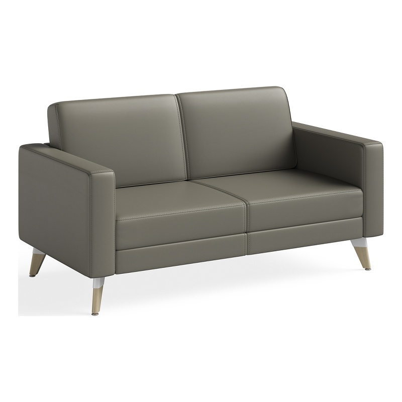 Safco Contemporary Lounge Setee Gray Vinyl and Wood Resi Feet