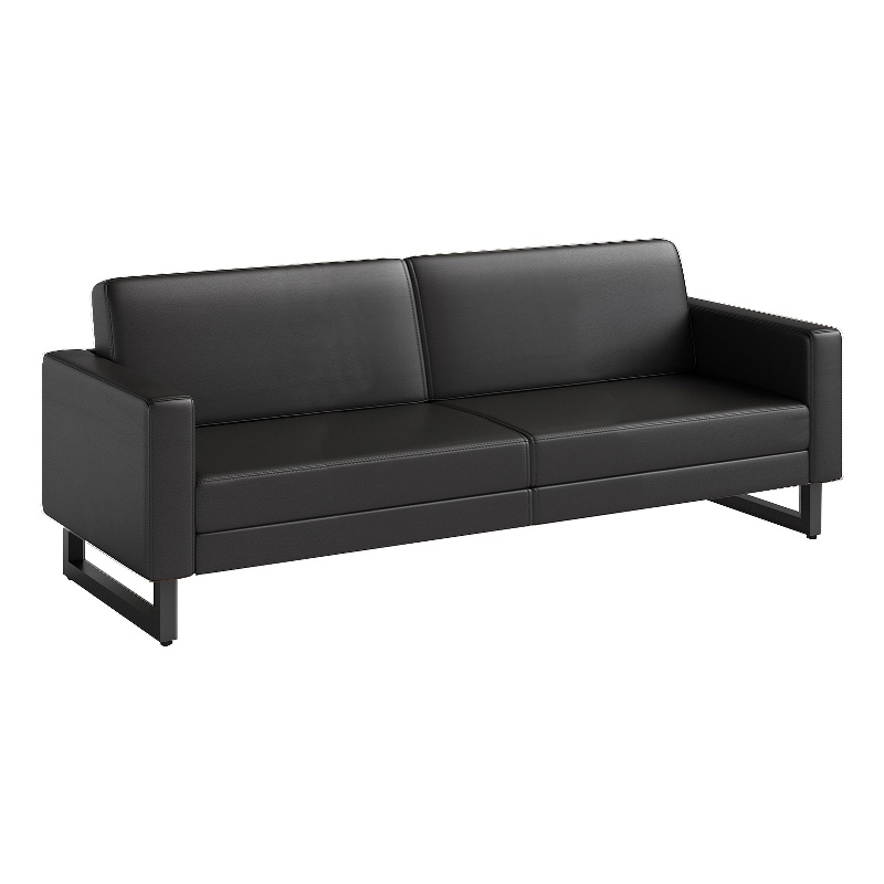 Safco Contemporary Lounge Sofa Black Vinyl Metal Mirella Legs