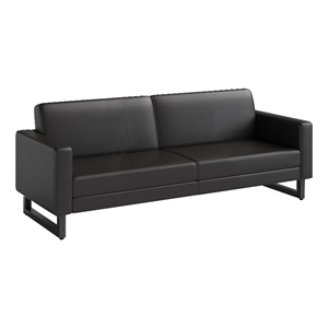 safco lounge sofa black vinyl metal mirella legs