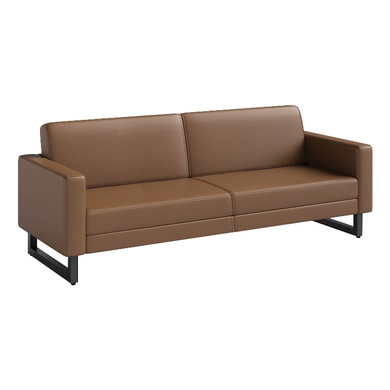 Safco Contemporary Lounge Sofa Brown Vinyl Metal Mirella Legs