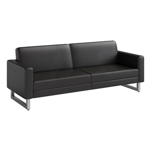 safco lounge sofa black vinyl with metal resi feet