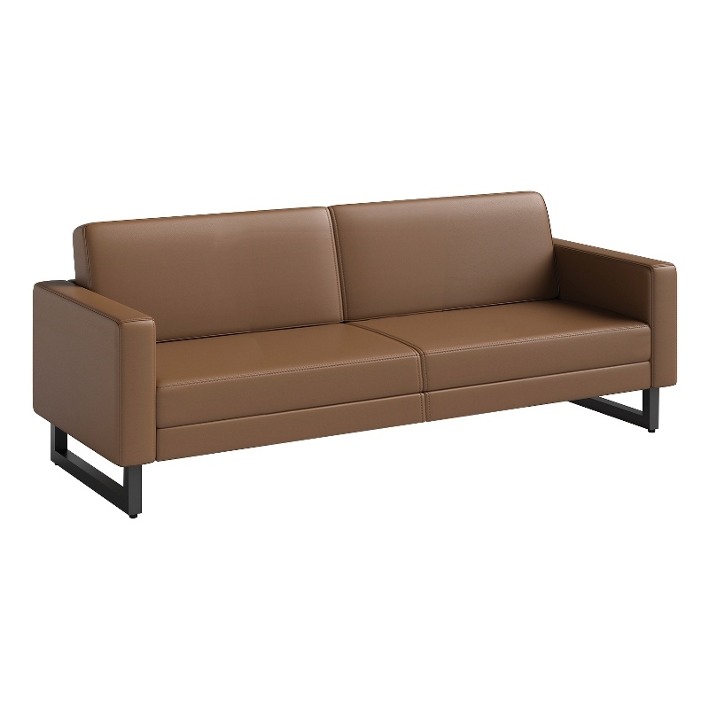 Safco Contemporary Lounge Sofa Brown Vinyl with Metal Resi Feet