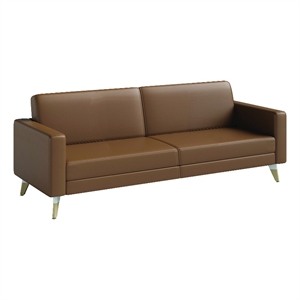 safco lounge chair brown vinyl with wood mirella leg
