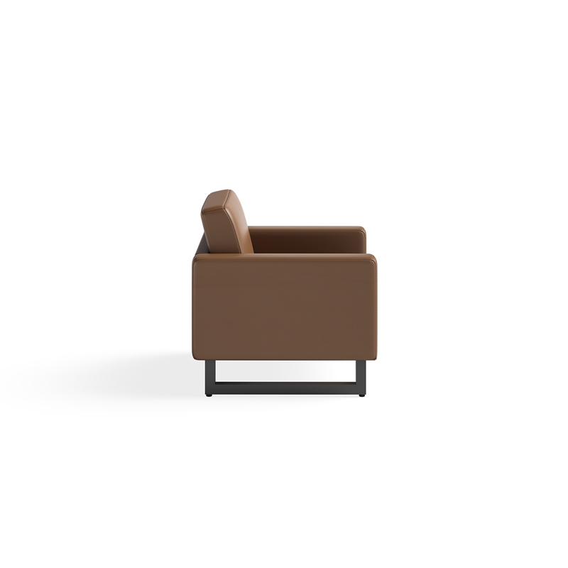 Safco Contemporary Lounge Chair Brown Vinyl with Metal Mirella Leg