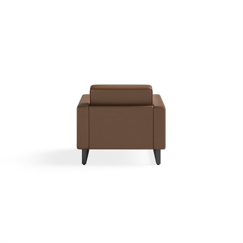 Safco Contemporary Lounge Chair Brown Vinyl with Metal Mirella Leg