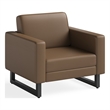 Safco Contemporary Lounge Chair Brown Vinyl with Metal Mirella Leg