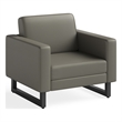 Safco Contemporary Lounge Chair Gray Vinyl with Metal Mirella Leg