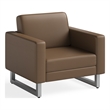 Safco Contemporary Lounge Chair Brown Vinyl with Metal Mirella Leg