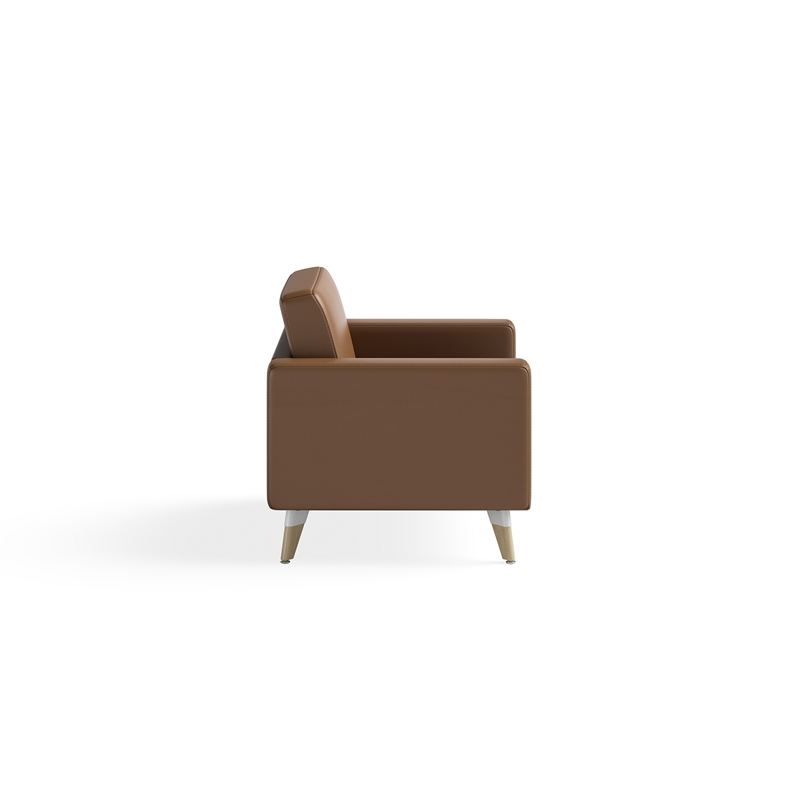 Safco Vinyl and Wood Lounge Chair Resi Feet in Brown (Cognac)