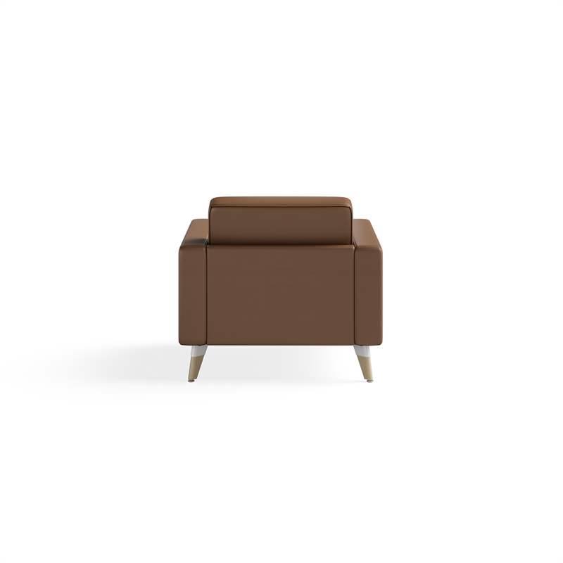 Safco Vinyl and Wood Lounge Chair Resi Feet in Brown (Cognac)
