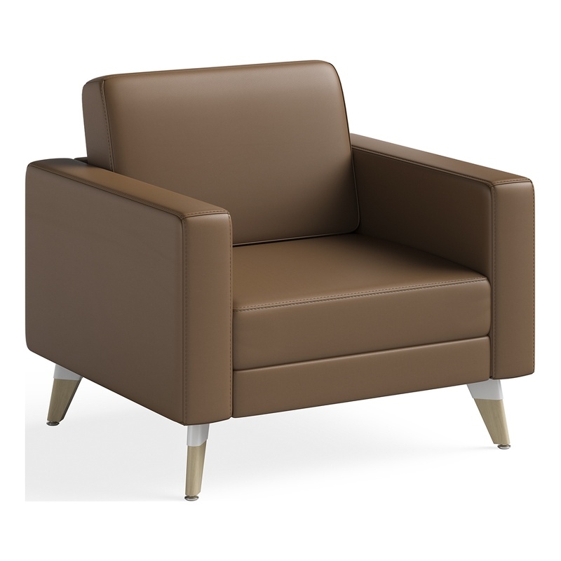 Safco Vinyl and Wood Lounge Chair Resi Feet in Brown (Cognac)