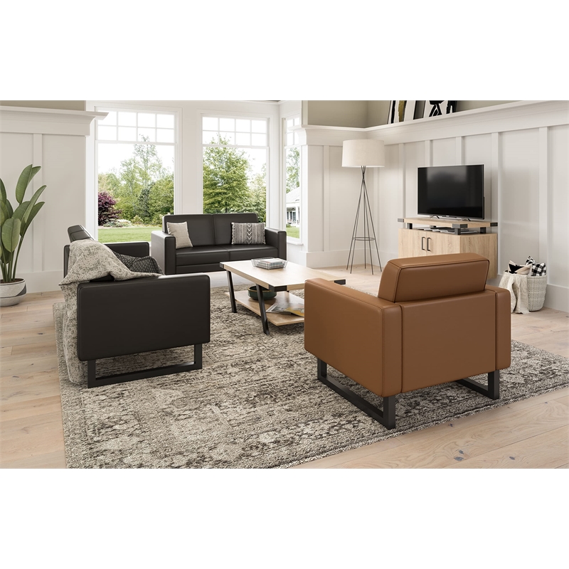Safco Contemporary Lounge Chair Resi Feet Gray Vinyl with Wood Legs