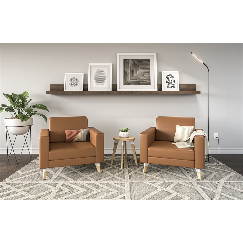 Safco Contemporary Lounge Chair Resi Feet Gray Vinyl with Wood Legs