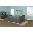 Safco Medina L-Shaped Reception Station with Pedestals in Gray Steel