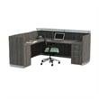 Safco Medina L-Shaped Reception Station with Pedestals in Gray Steel