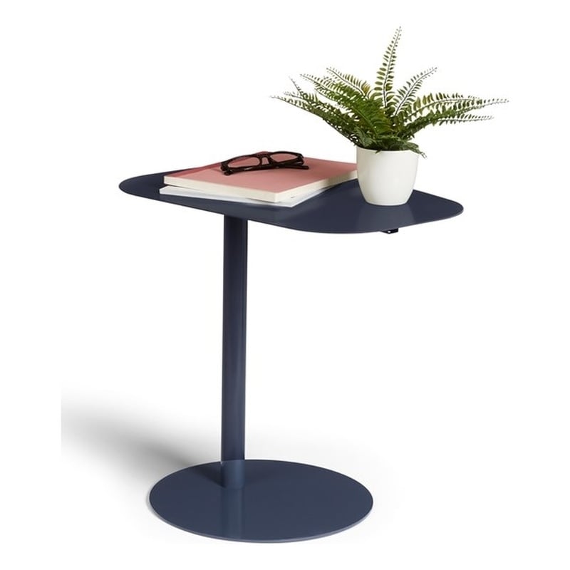 Chroma Modern Metal End Table Space Saving C Shaped Design in Blue