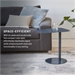 Chroma Modern Metal End Table Space Saving C Shaped Design in Blue
