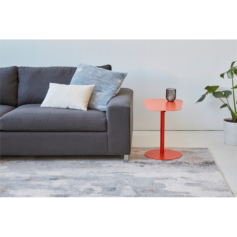 Chroma Modern Metal End Table Space Saving C Shaped Design in Orange