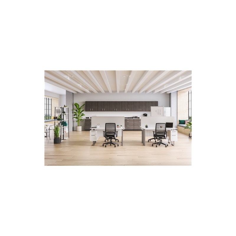 Safco Products Mirella SOHO Desk with Built-In Pedestal White Ash Easy Assembly