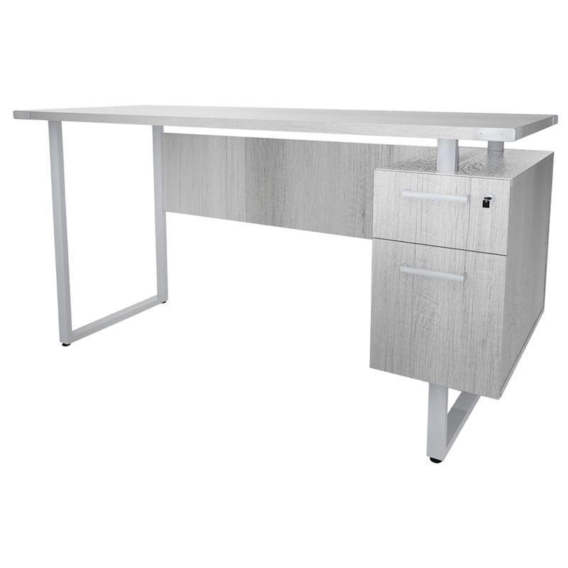 Safco Products Mirella SOHO Desk with Built-In Pedestal White Ash Easy Assembly