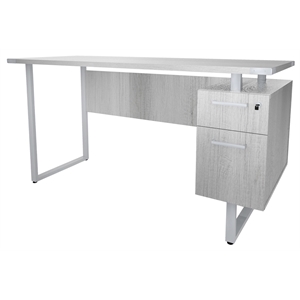 Safco Products Mirella SOHO Desk with Built-In Pedestal White Ash Easy Assembly