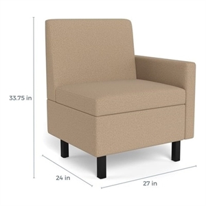 Safco Movvi single seat left arm taupe fabric