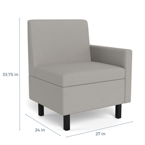 Safco Movvi single seat right arm silver fabric