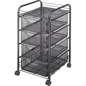 Safco Onyx Mesh File Cart with 4 Drawers in Black