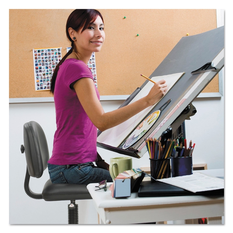 Safco Black Vinyl Precision Drafting Chair with Ring Foot Rest