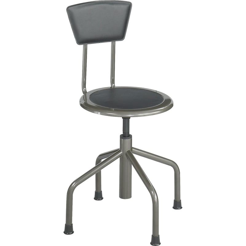 Safco Diesel Stool Low Base with Back in Pewter