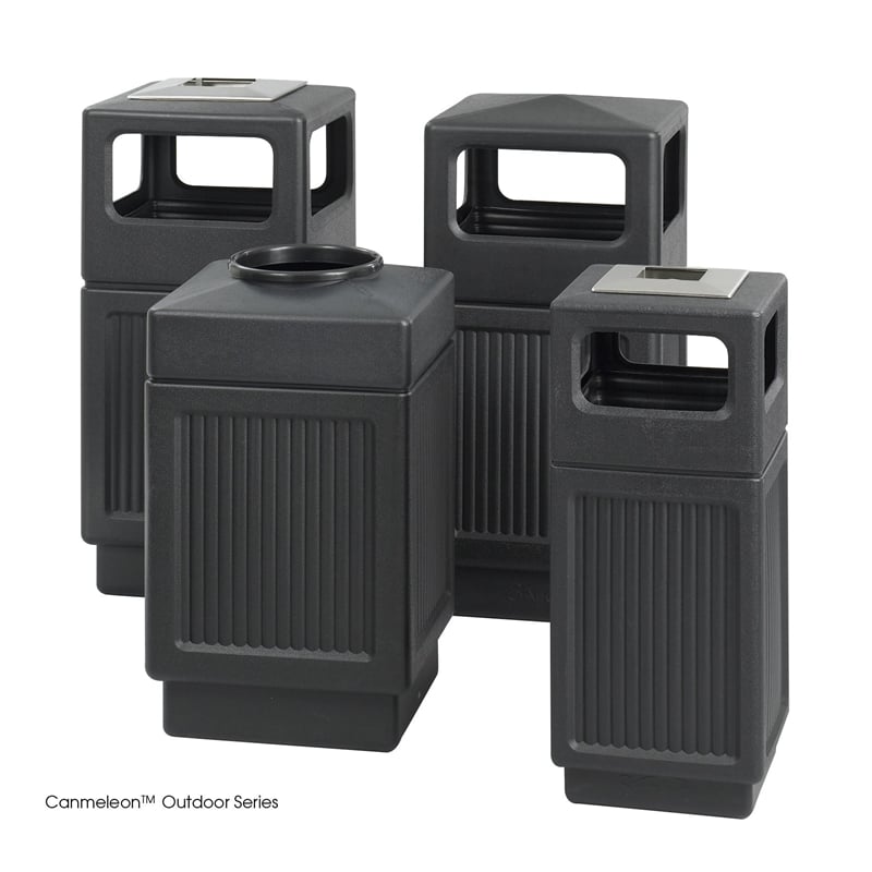 Safco Black Canmeleon Recessed Panel 38 Gallon Indoor/Outdoor Receptacle