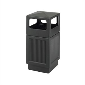 safco canmeleon series outdoor/indoor side opening 38-gallon black trash can