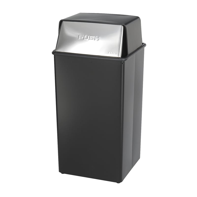 Safco Reflections 36 Gallon Push Top Receptacle in Black