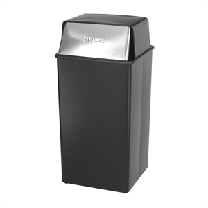 Safco Reflections 36 Gallon Push Top Receptacle in Black